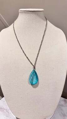 Brighton Interlok Turquoise Quartz Teardrop Silver Long Necklace